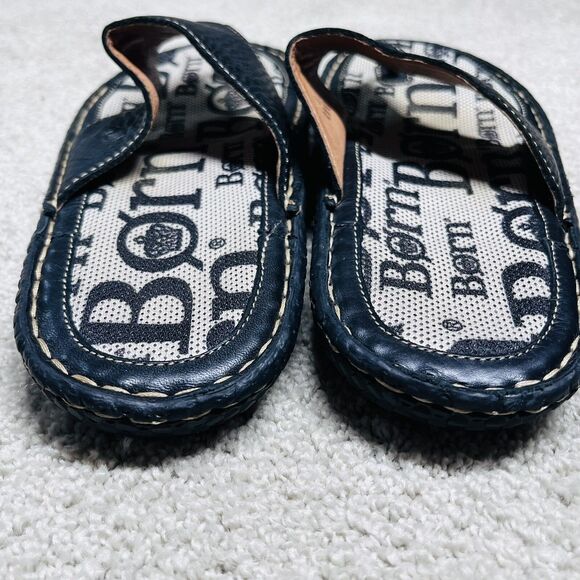Børn Black Leather Thong Sandals Women 8 EU 39 Excellent Condition Cushion Slide - Picture 7 of 10